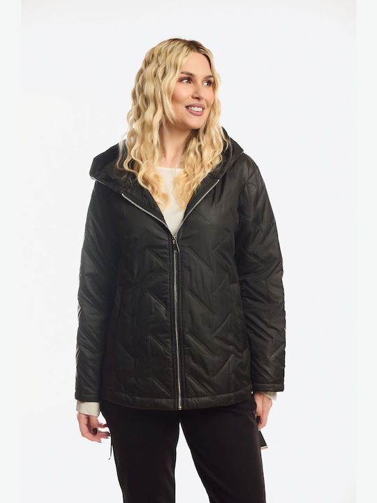 Short Women's Jacket for Winter Black