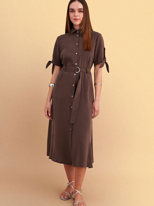 Summer Midi Dress Brown