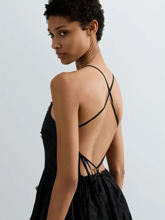 Summer Mini Evening Dress Open Back Black