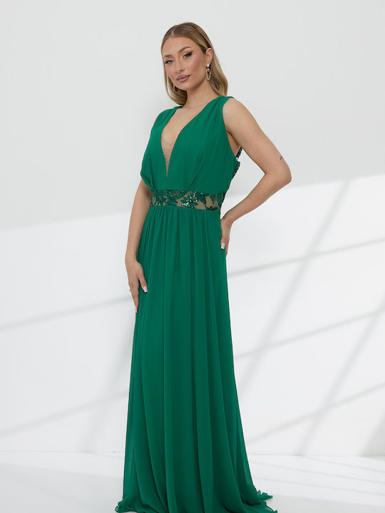 Summer Maxi Dress for Wedding / Christening with Lace Green