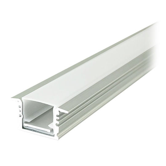 V-TAC Aluminiumprofil für LED-Streifen Opal Abdeckung Eingelassene 2m 17x14mm