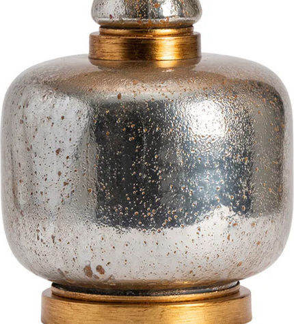 Sticlă Lampă de masă cu Abajur Alb și Bază Auriu
