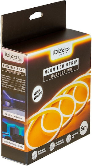 Ibiza Sound Bandă LED Impermeabilă 12V Lumină Alb Cald 5m Neon Flex