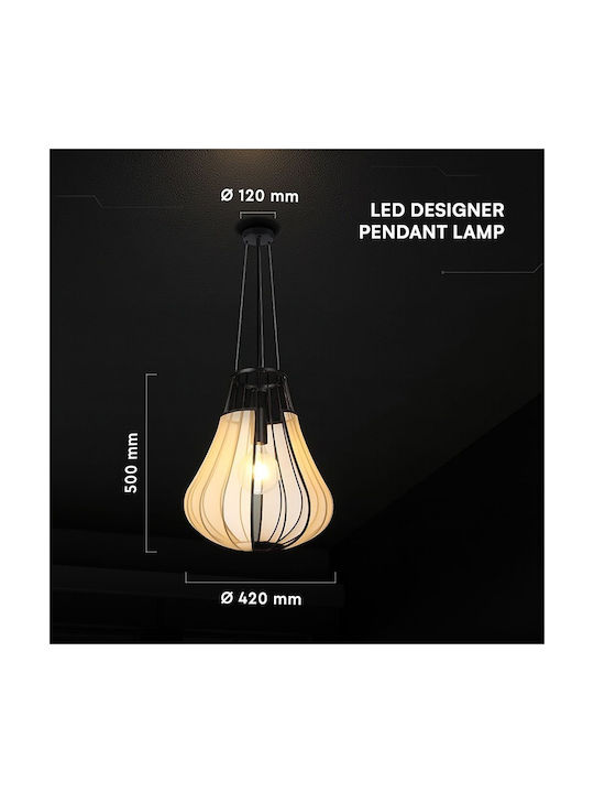 V-TAC Pendant Light Black with Socket E27 42x50cm