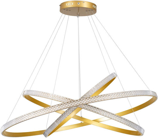 Diamond Pendant Light Gold LED with Adjustable White Light
