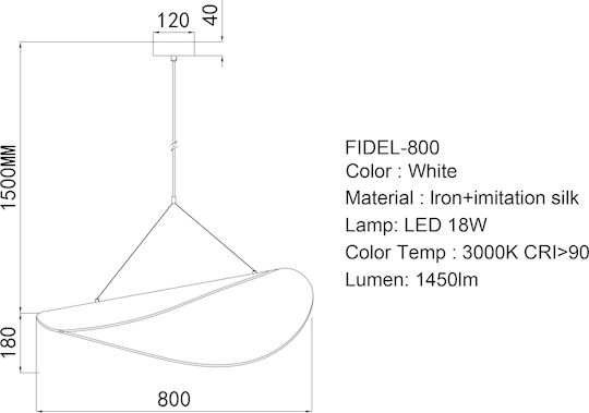 Sun Light Fidel Κρεμαστό Φωτιστικό Λευκό 80x80εκ.