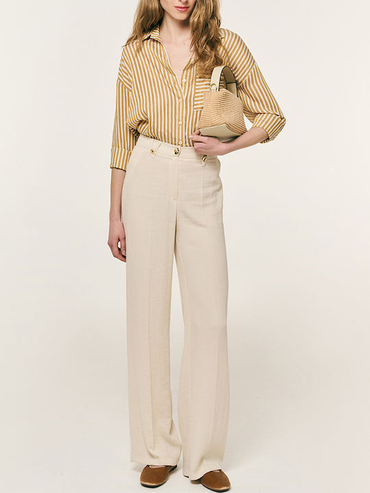 Damen Leinenhose in Gerader Beinlinie Vanilia