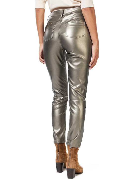Women's Fabric Trousers Gold