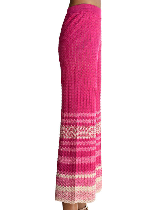 Women's Fabric Capri Trousers Pink Gold-pink Fuchsia-bright Fuchsia
