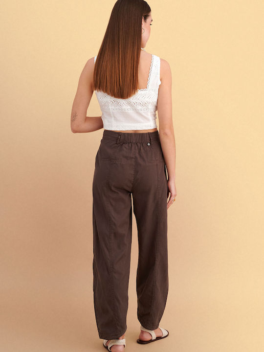 Women's Fabric Trousers Brown
