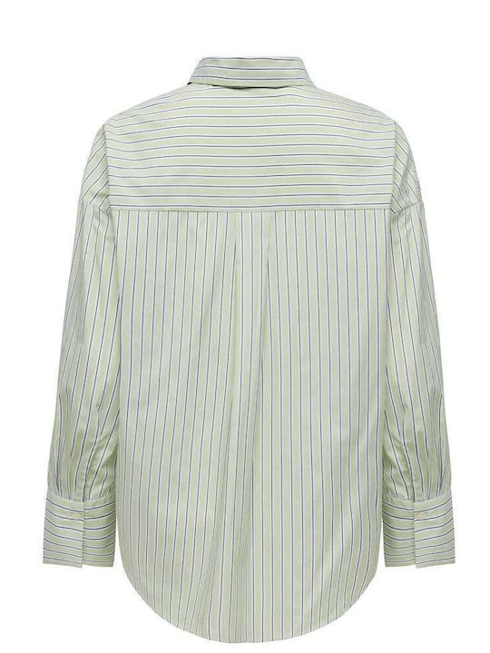 Long Sleeve Women's Shirt Green Striped