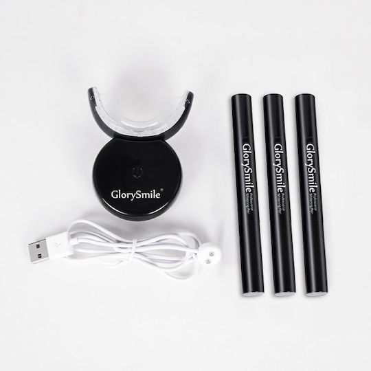 Glorysmile Kit Albire Dinti Fără Peroxid 3x 4ml Gel Lampă Led 16 Usb Reîncărcabilă Portabilă Neagră