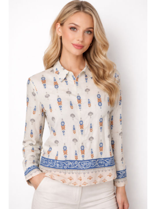Long Sleeve Women's Shirt Blue SU-6106-1-26SH-Blue