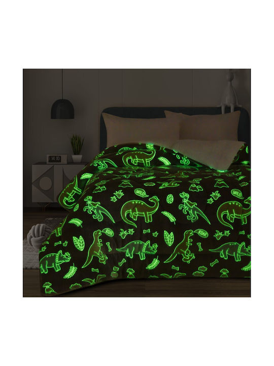Kids Sherpa Comforter Fluorescent Single Dinosaurs Fluorescent 160x220cm