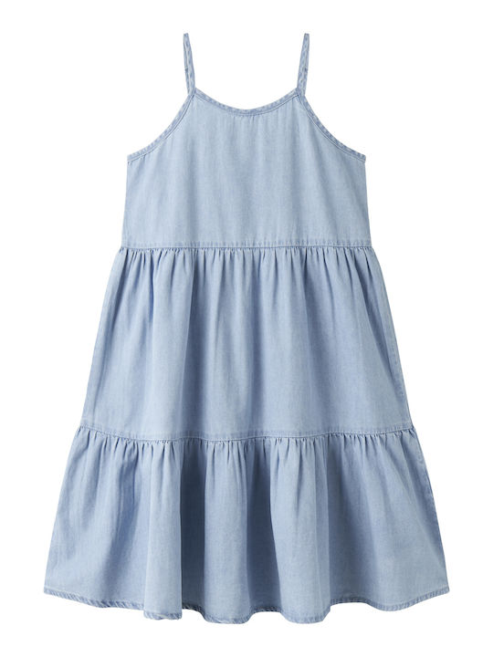 Kinderkleid Ärmellos Denim Hellblau
