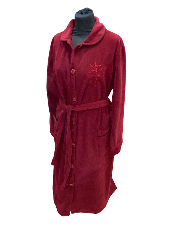 Nina Club Winters Damen-Bademantel Burgundisch