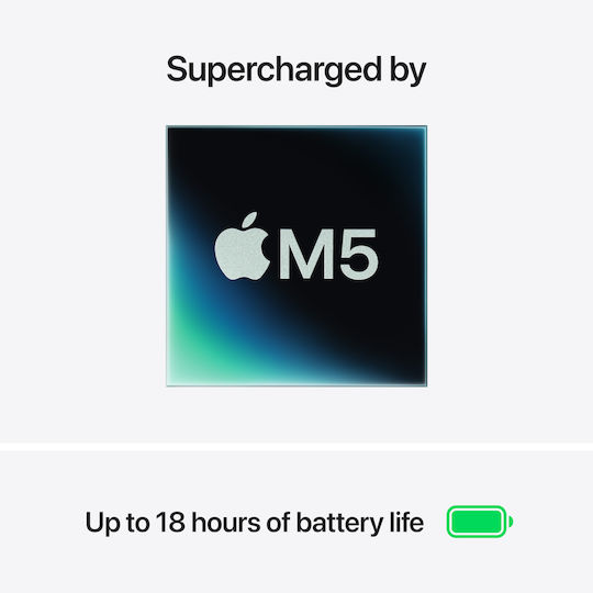 Apple MacBook Air 13.6" IPS Retina Display (M5-10-ядрен/24GB/1TB SSD/10-Core GPU) Небесносиньо (Английски (САЩ) Клавиатура)