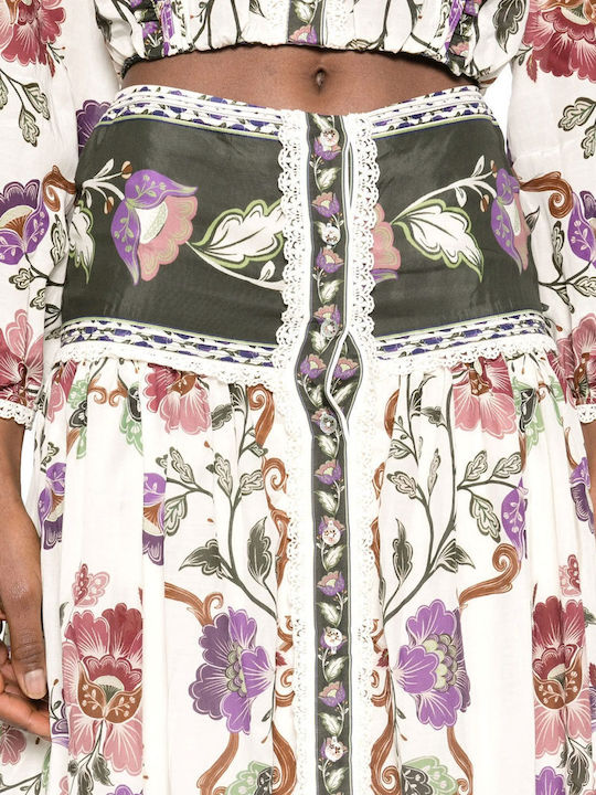Midi Φούστα Floral Cream