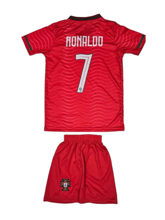 Παιδικό Σετ Ποδοσφαίρου Ronaldo Εθνική Πορτογαλίας Mundial 2026 Κόκκινη Balón De Oro Κόκκινο Unisex Παιδικά Fj3450