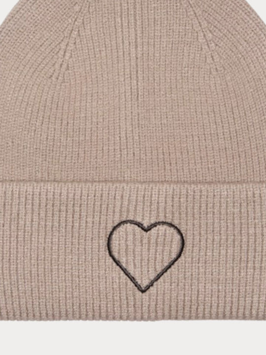 Beanie Γυναικείος Σκούφος με Rib Πλέξη σε Μπεζ χρώμα