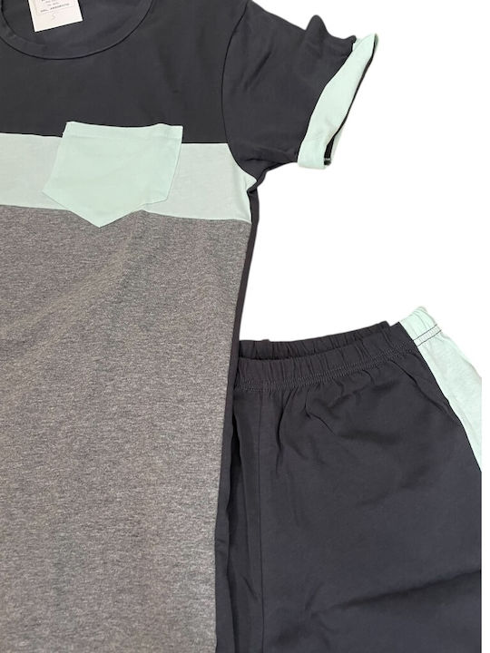 Snelly Sommer Herrenpyjama Bluse Grau