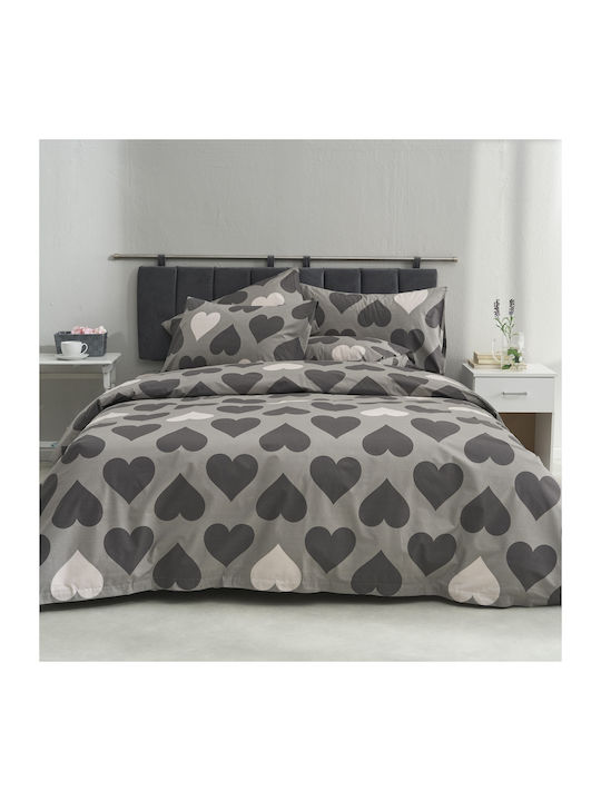 Charalambidis Textiles Love Σετ Σεντόνια Υπέρδιπλα 220x260εκ. Γκρι (4τμχ)