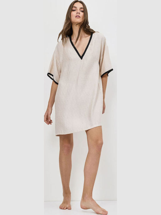 Aruelle Women's Beige Black Beach Dress
