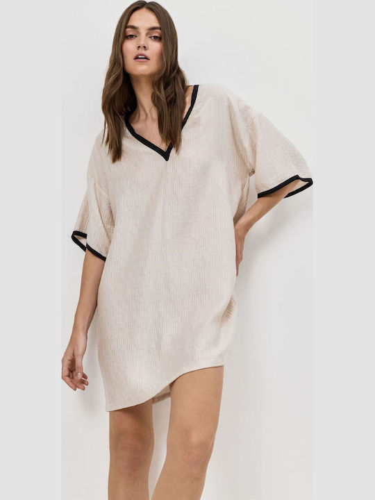 Aruelle Women's Beige Black Beach Dress