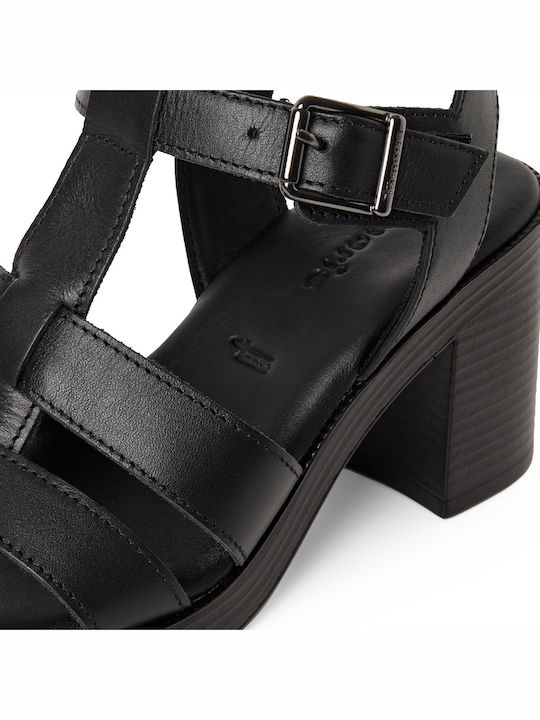 Damen Sandalen Aus Leder Schwarz