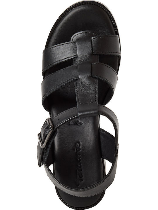 Damen Sandalen Aus Leder Schwarz