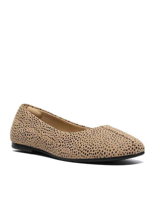Livia Lily Suede Women's Ballerina Shoes in Beige Colour