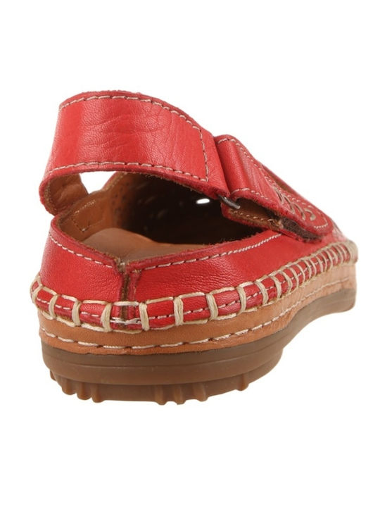 Leather Women's Ballerina Shoes In Red Colour