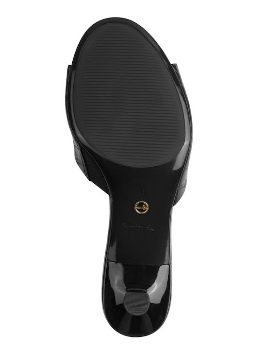 Leather Mules with Low Heel in Black Colour