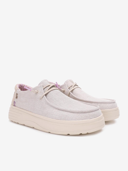 Leather Women's Loafers in Beige Colour