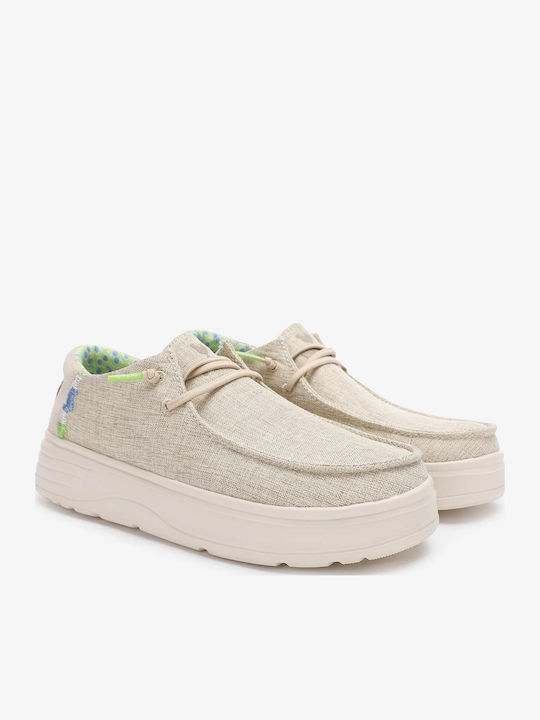 Δερμάτινα Γυναικεία Loafers σε Μπεζ Χρώμα