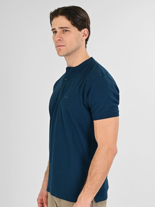 Kurzarm Herrenbluse Petrol Blau