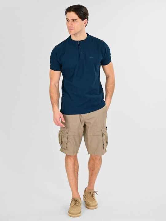 Kurzarm Herrenbluse Petrol Blau