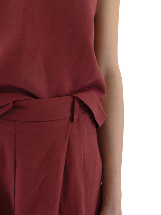 Moutaki Women's Linen Bermuda Red