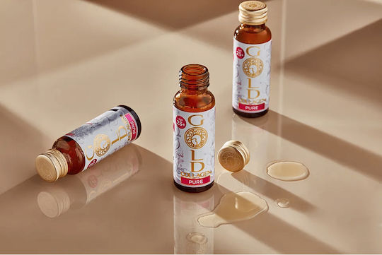 Supliment Lichid Colagen Marin Hidrolizat Pentru Piele Păr Unghii Gold Collagen Pure 25+ 10 Fiole X 50 Ml