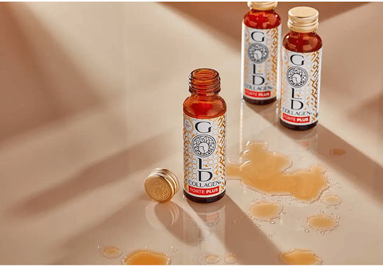 Colagen Lichid Marin Hidrolizat Suport Hormonal Piele Păr Unghii Gold Collagen Forte Plus 50+ 10 Fiole X 50 Ml