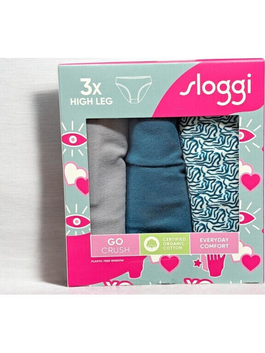 Cotton Women's Slip 3Pack With Lace Petrol Gray Printed