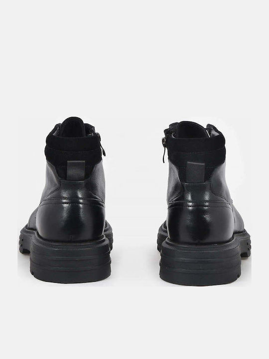 Leather Black Men's Boots with Zipper
