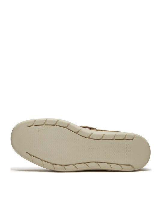 Boat Leather Men's Moccasins in Beige Colour