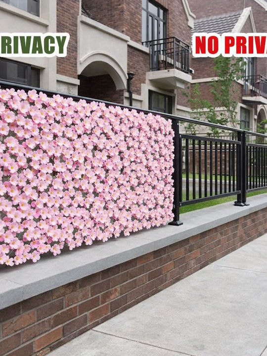 Bakaji Synthetic Artificial Fence 1 x 3 Meters Roll Durable Net Pink Flowers 02001923