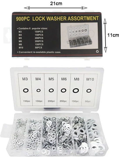 Ροδέλες Αλουμινίου 900τμχ 900pcs Lock Washer Assortment