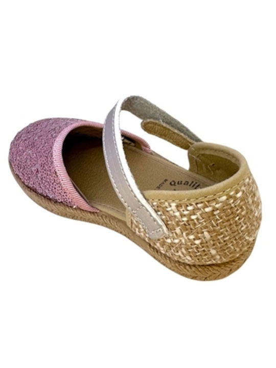 Kids Espadrilles With Hoop & Loop Closure Pink