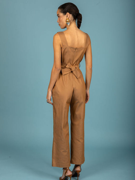 Women's Denim One-piece Jumpsuit Chocolate