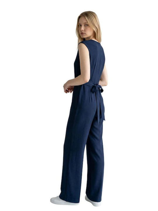 Damenteilose Kurzärmliche Jumpsuit Blau