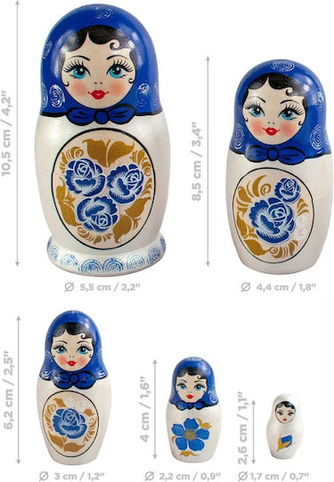 Azhna Decorative Porcelain Doll Made of Wood 10.5cm