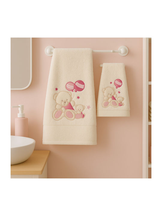 Set of Baby Towels 2pcs Ecrou Pink Set of Baby Towels 2pcs Ecrou Pink